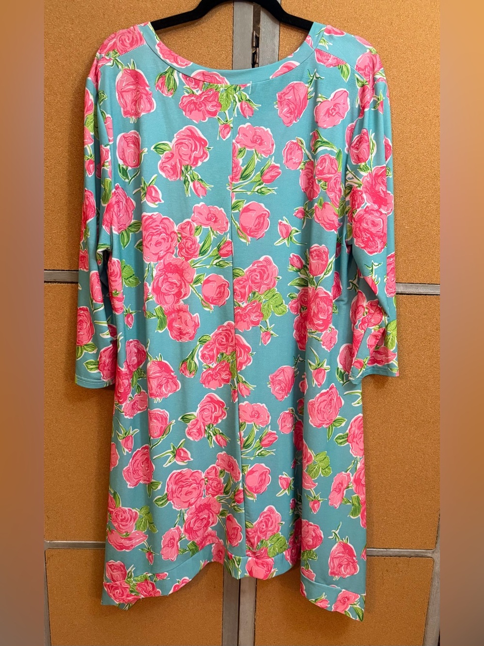 Simply Southern XXL Floral Tunic Top Sharkbite Hem 3/4 Sleeve Blue Pink Stretchy - Picture 8 of 8